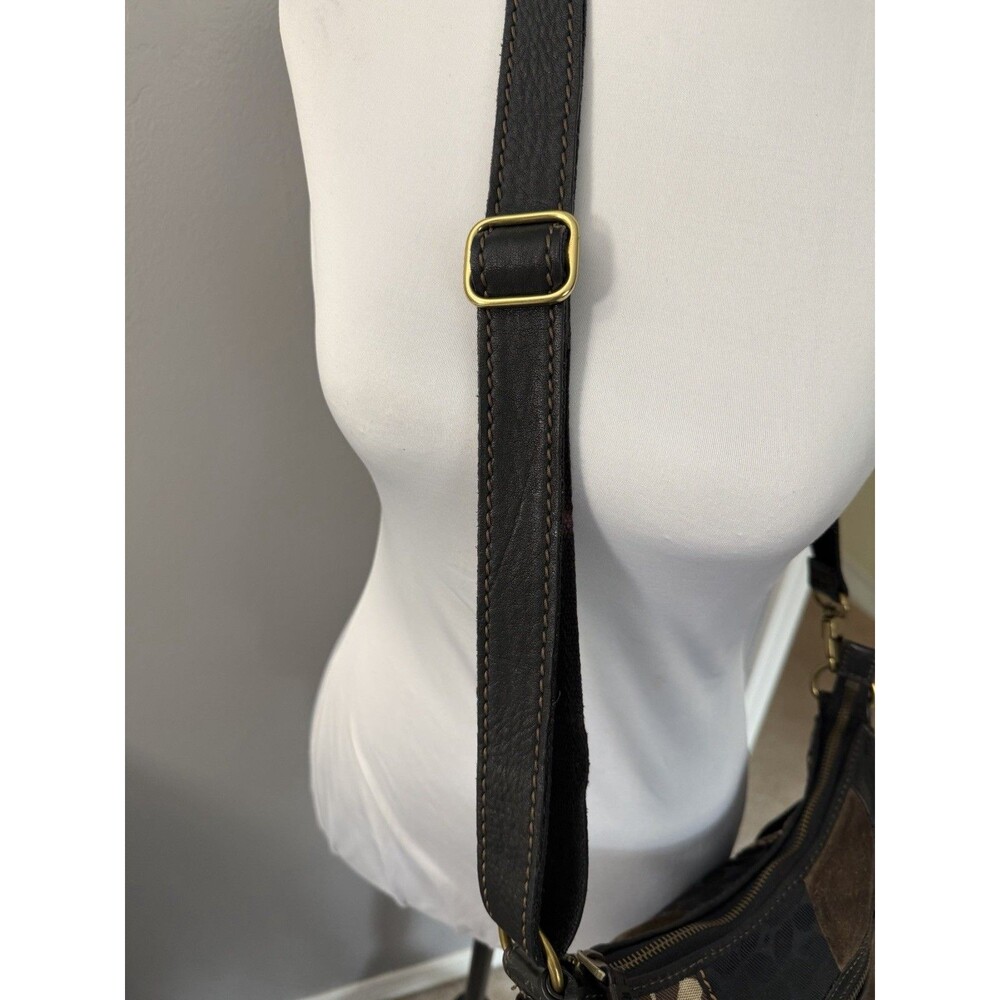 Fossil Patchwork Shoulder Handbag Canvas Leather … - image 3